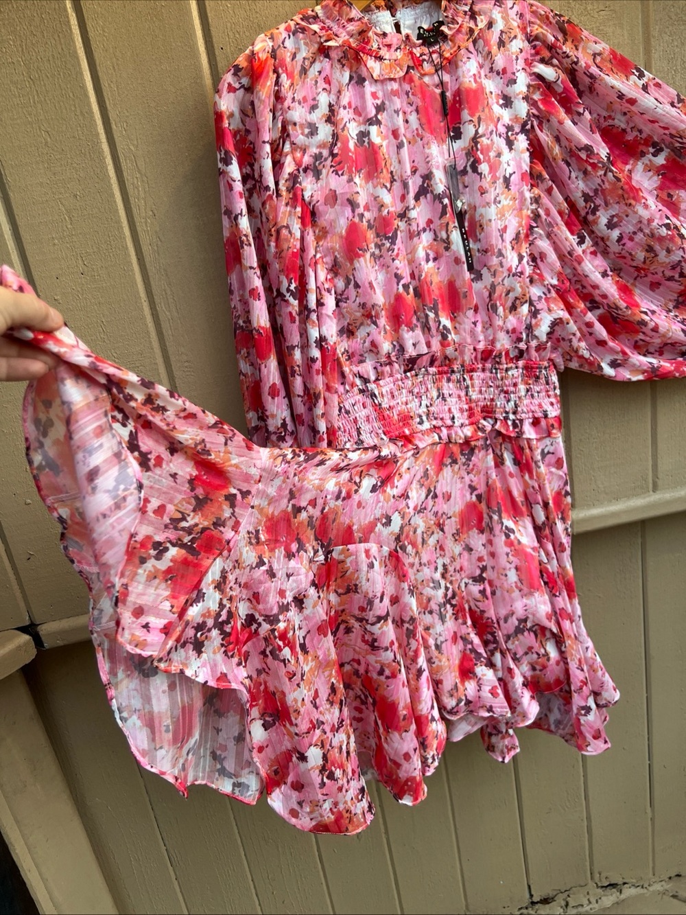 NWT Ruffle Skirt Cocktail Dress by Beulah Style Size L balloon sleeves - Picture 9 of 14